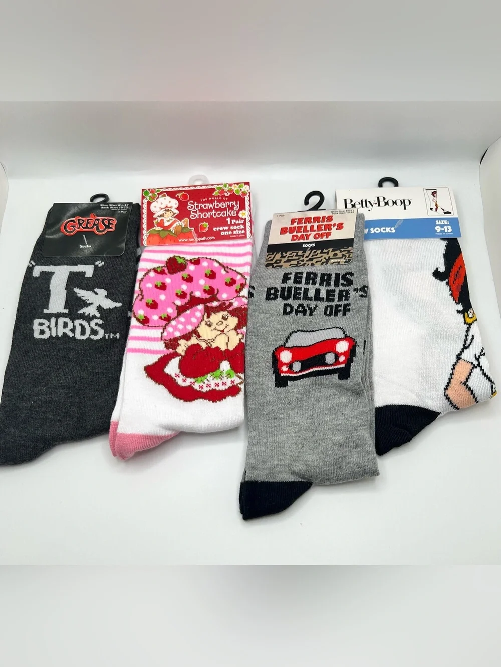 Novelty Socks- Strawberry Shortcake, Betty Boop, Ferris Bueller, Grease